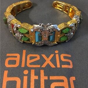Alexis Bittar Gold Bracelet with Green and Turquoise Accents